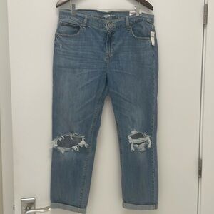 Old Navy Blue Boyfriend Jeans Distressed Style Midrise